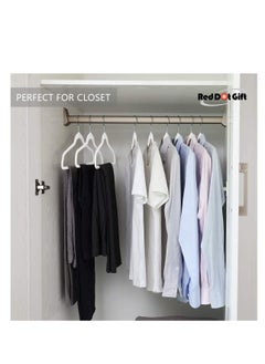 Red Dot Gift 100 Pieces White Non-Slip Velvet Hangers With 360 Degree Rotatable Hook,Durable and  Slim  - Image 5