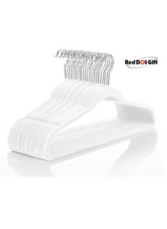 Red Dot Gift 100 Pieces White Non-Slip Velvet Hangers With 360 Degree Rotatable Hook,Durable and  Slim  - Image 1