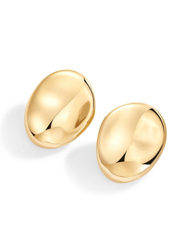 PAVOI 14K Yellow Gold Plated 925 Sterling Silver Posts Chunky Vintage Organic Hammered Geometric Earrings for Women | Statement Earring Pair - Image 3