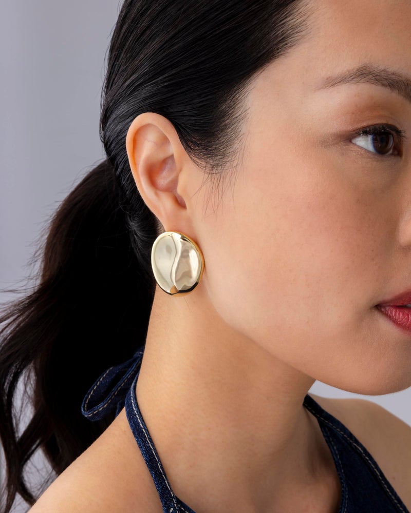 PAVOI 14K Yellow Gold Plated 925 Sterling Silver Posts Chunky Vintage Organic Hammered Geometric Earrings for Women | Statement Earring Pair - Image 2