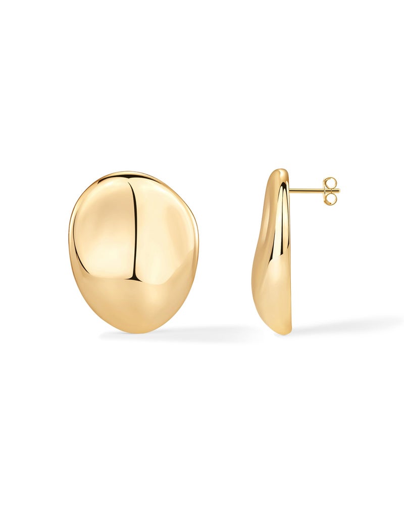 PAVOI 14K Yellow Gold Plated 925 Sterling Silver Posts Chunky Vintage Organic Hammered Geometric Earrings for Women | Statement Earring Pair - Image 1