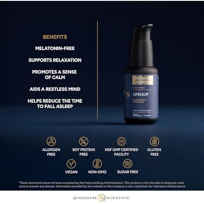 Quicksilver Scientific كويك سيلفر ساينتيفيك ليبو كالم - غابا ليبوسومال مع أعشاب لدعم الاسترخاء - مكمل البابونج، عشبة زهرة العاطفة وغطاء الجمجمة لدعم الهدوء والنوم (1.7 أونصة / 50 مل) - Image 4
