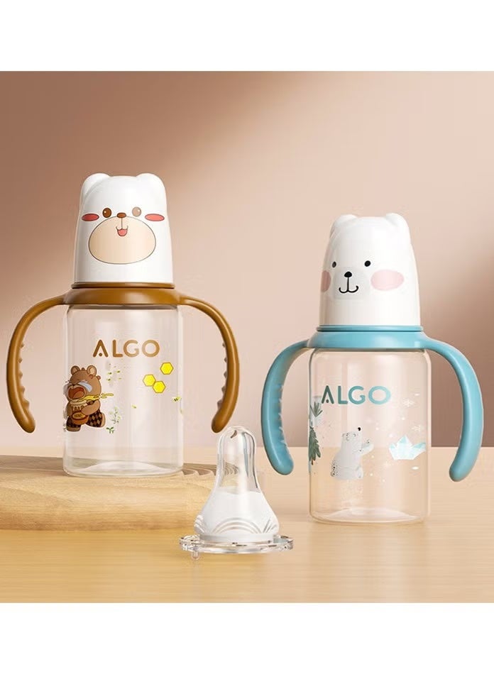 Algo Baby Milk Bottle - Cute Cartoon Design, BPA-Free Anti-Colic 120ml Standard Neck PP Feeding Bottle with Leakproof Silicone Cap, Durable Baby Bottle for Easy Feeding (Grey) - Image 3