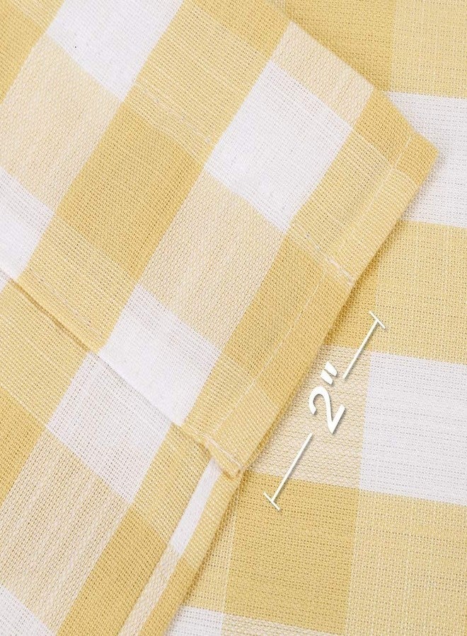 Bapawfish Yellow White Autumn Buffalo Plaid Cafe Curtains 30 Inches Long, Buffalo Check Kitchen Tier Curtains, Gingham Rod Pocket Short Window Curtain for Kitchen Bathroom, 28"W x 30"L, Yellow/White, Set of 2 - Image 3