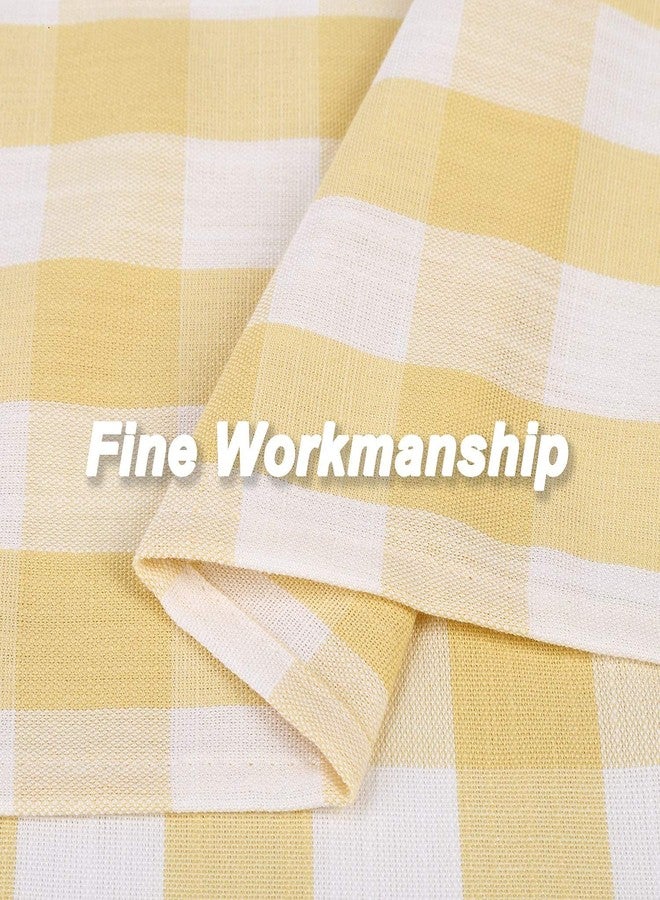 Bapawfish Yellow White Autumn Buffalo Plaid Cafe Curtains 30 Inches Long, Buffalo Check Kitchen Tier Curtains, Gingham Rod Pocket Short Window Curtain for Kitchen Bathroom, 28"W x 30"L, Yellow/White, Set of 2 - Image 4