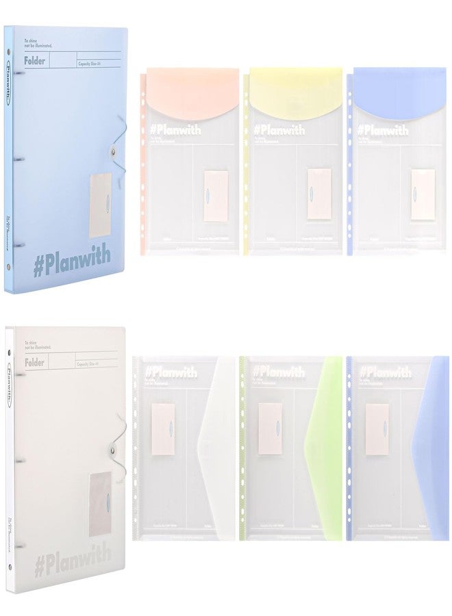 acDesign 2Pcs 3 Ring Binder 1 Inch with 4Pcs Plastic Envelopes，Ring Binder for School or Office Supplies, Assorted Colors - Image 1