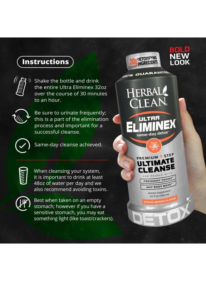 Herbal Clean ألترا إليمينيكس، تنظيف نهائي فائق من خطوة واحدة، ديتوكس في نفس اليوم، (فراولة-مانجو، 32 أونصة سائلة) - Image 4