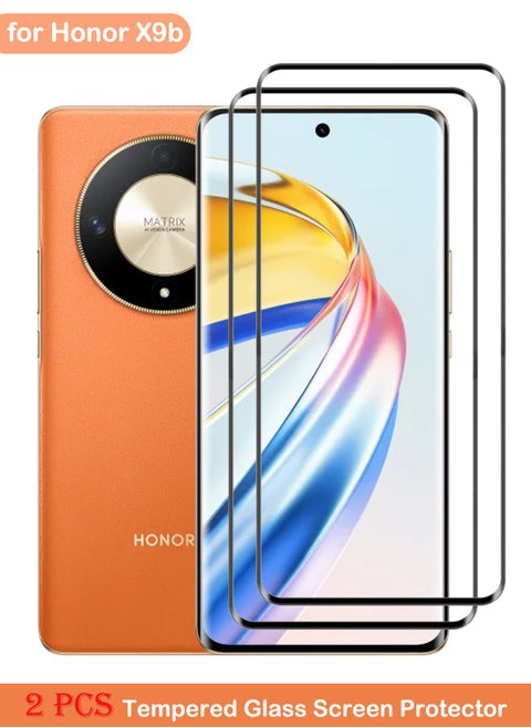 2 Pieces Honor X9b 5G Tempered Glass Screen Protector, 3D Full Coverage, 9D Tempered Glass Film, HD Transparent, Anti-scratch and Bubble-free, Easy to Install