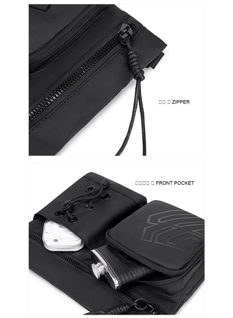 ARCTIC HUNTER Premium Shoulder Sling Bag Water Resistant Polyester Unisex Cross Body Bag for Travel Business School College K00535 Black