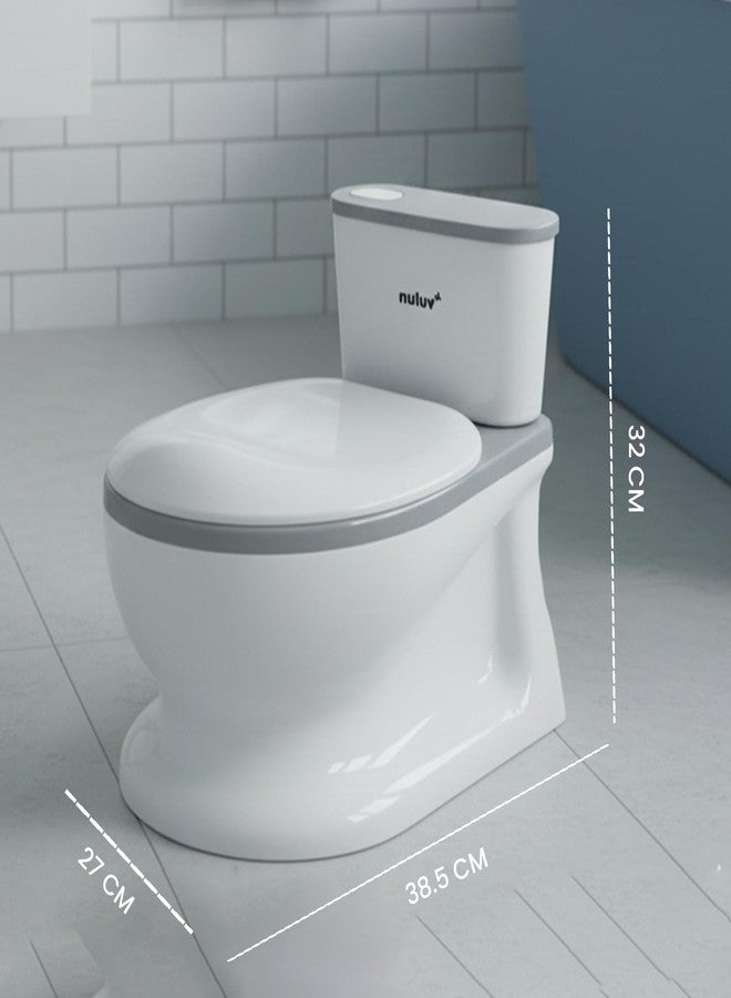 Nuluv Baby Potty Training Seat with Flush Sound, Realistic Toilet Design with Removable Bowl, Toilet Paper Holder, Soft PU Seat and Splash Guard, Anti-Skid Base, Easy Flip Lid, For Babies 12+ Months - Image 2