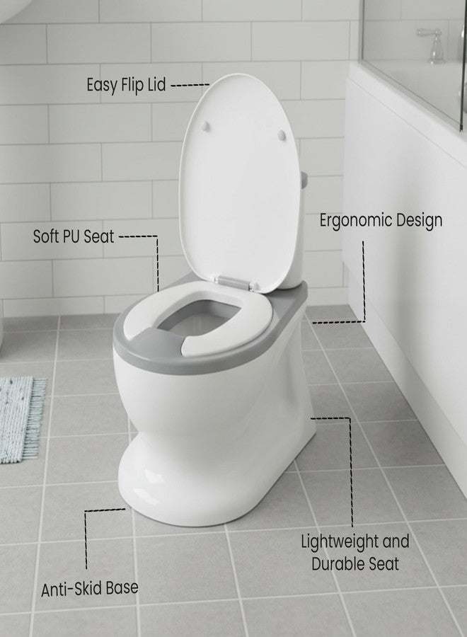 Nuluv Baby Potty Training Seat with Flush Sound, Realistic Toilet Design with Removable Bowl, Toilet Paper Holder, Soft PU Seat and Splash Guard, Anti-Skid Base, Easy Flip Lid, For Babies 12+ Months - Image 4