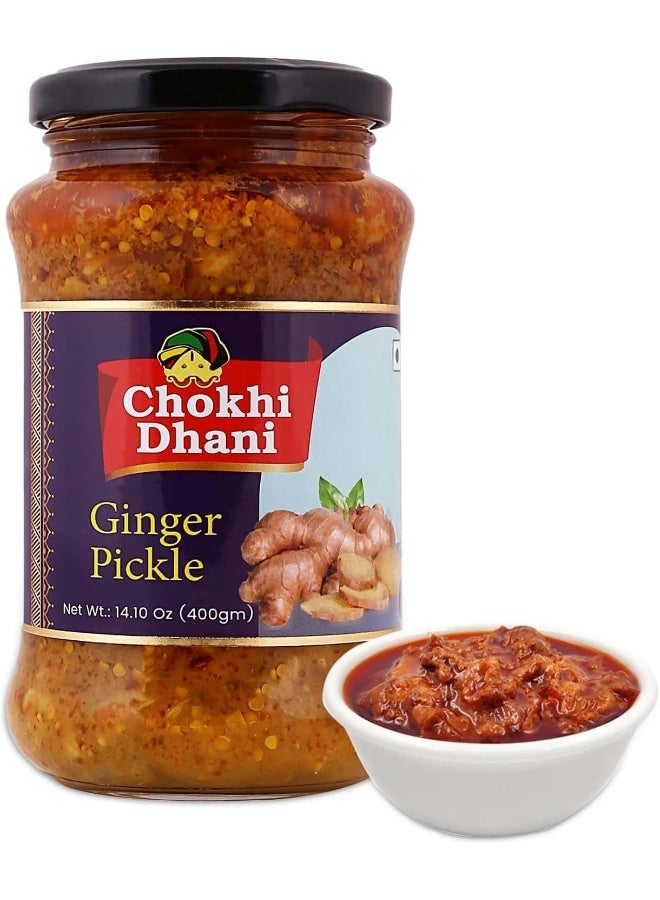 Chokhi Dhani Ginger Pickle 400 gm | Spicy & Tangy Indian-Style Adrak Achar | Traditional Recipe | Perfect with Paratha, Rice & Snacks - Image 1