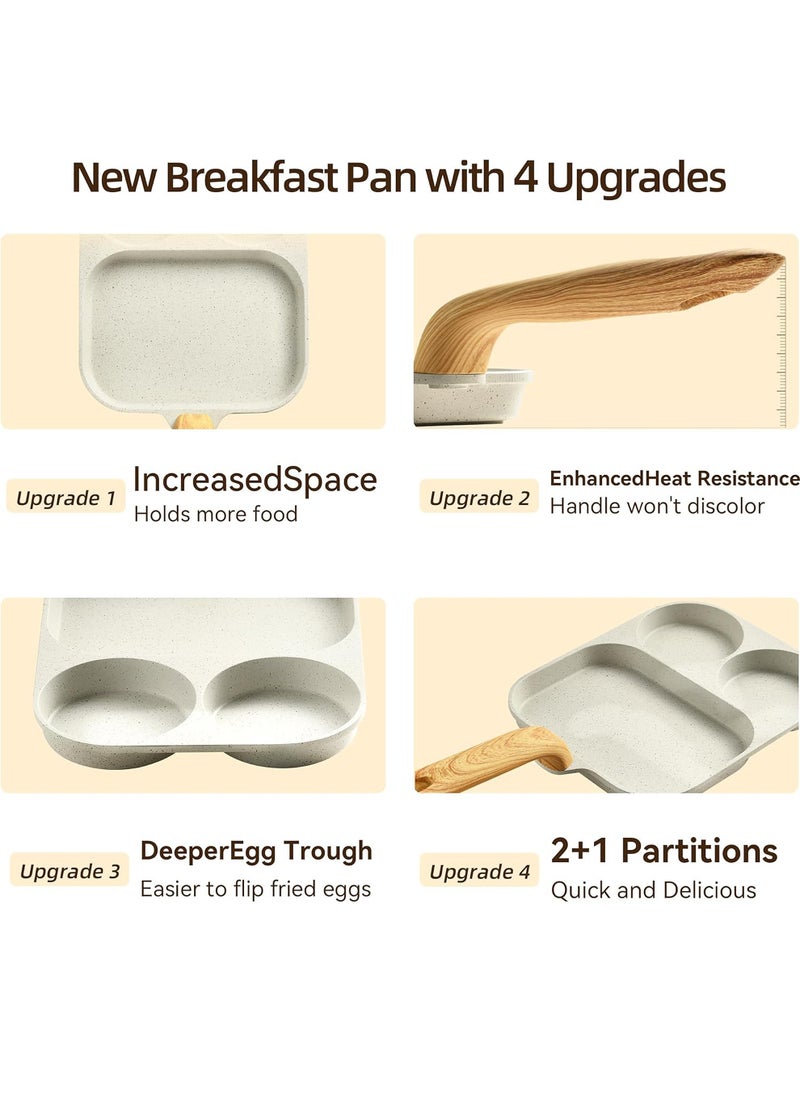 3 Cups Egg Frying Pan with 3-In-1 Cup Design and Raised Handle, Nonstick Granite-Coated Omelette Pan for Gas and Induction Cooktops