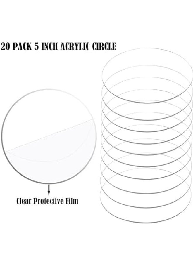 Horoof Home Horoof Home® 20 Pieces Clear Acrylic Circle Sheets – 12.5x12.5 cm, 2mm Thick, Round Transparent Acrylic Blanks for DIY Crafts, Laser Cutting, Engraving, Painting, and Signage  - Image 3
