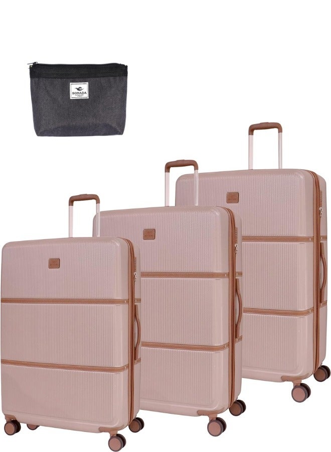 Pierre Cardin ABS+Zipper Collection Set of 3 Rose Gold - Image 1