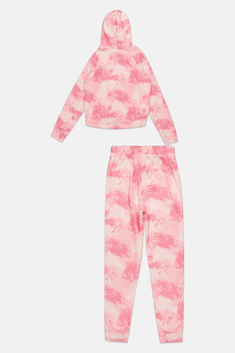 Body Glove Kids Girl 2 Piece Tie Dye Hoodie With Pants Set, Multicolor - Image 2
