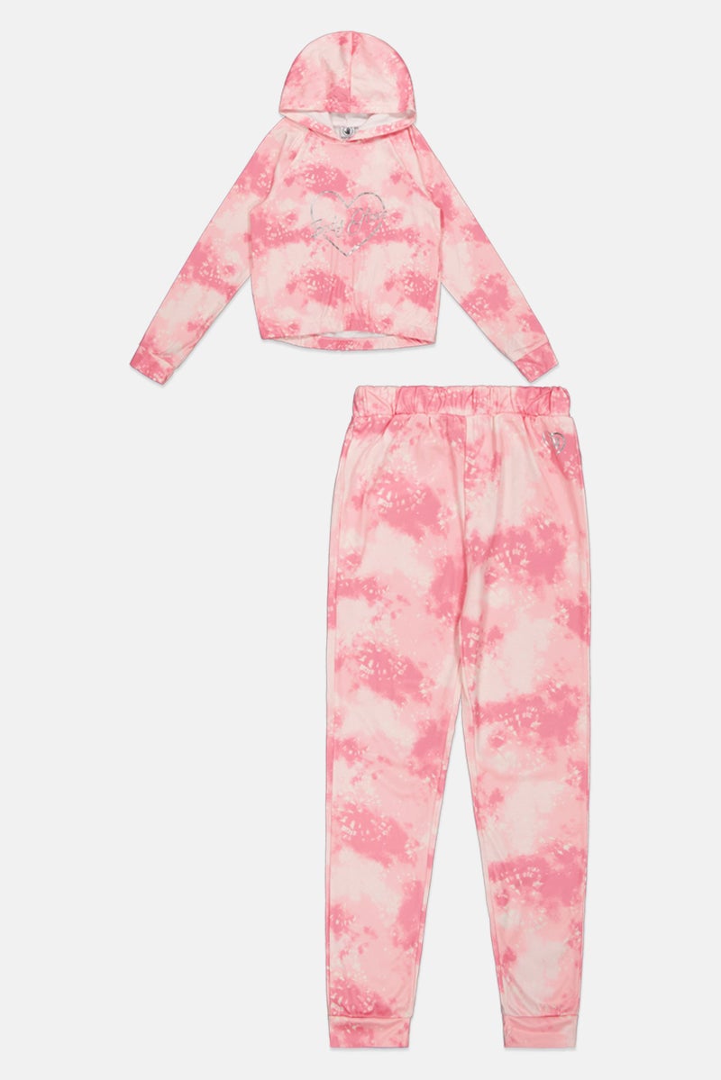 Body Glove Kids Girl 2 Piece Tie Dye Hoodie With Pants Set, Multicolor - Image 1