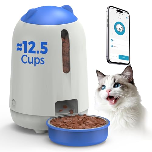 PAPIFEED Automatic Cat Feeder, App-Controlled WiFi Auto Food Dispenser with Dual Power Backup, Slow Feeding Mode, 3L Easy-Clean Feeder for Cats & Small Dogs (Blue) - Image 1