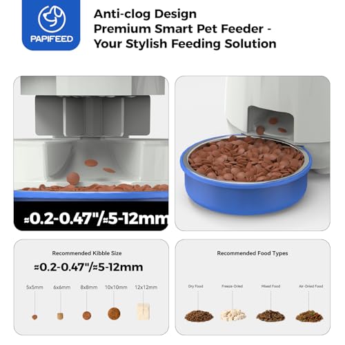PAPIFEED Automatic Cat Feeder, App-Controlled WiFi Auto Food Dispenser with Dual Power Backup, Slow Feeding Mode, 3L Easy-Clean Feeder for Cats & Small Dogs (Blue) - Image 5