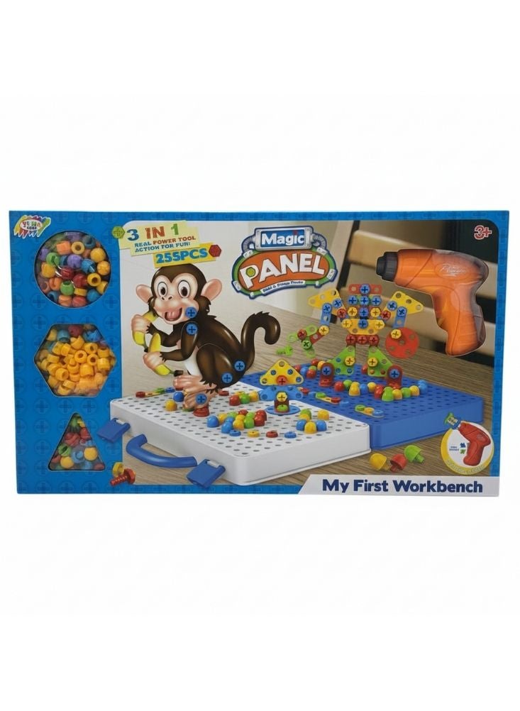 بريميم مجموعة أدوات ورشة العمل الأولى من ماجيك بانل - مجموعة أدوات يدوية متعددة الألوان مكونة من 255 قطعة مع مثقاب كهربائي - Image 1