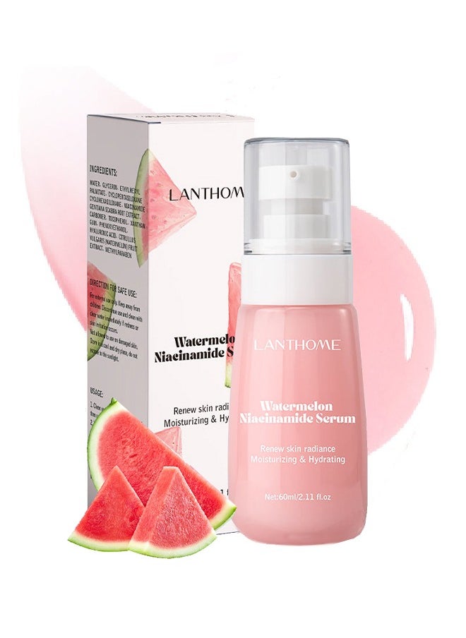 Lanthome Watermelon Niacinamide Serum- Moisturizing Watermelon Toner Hyaluronic Facial Serum Multi Purpose Lightweight Face Highlighter 60ML  - Image 1