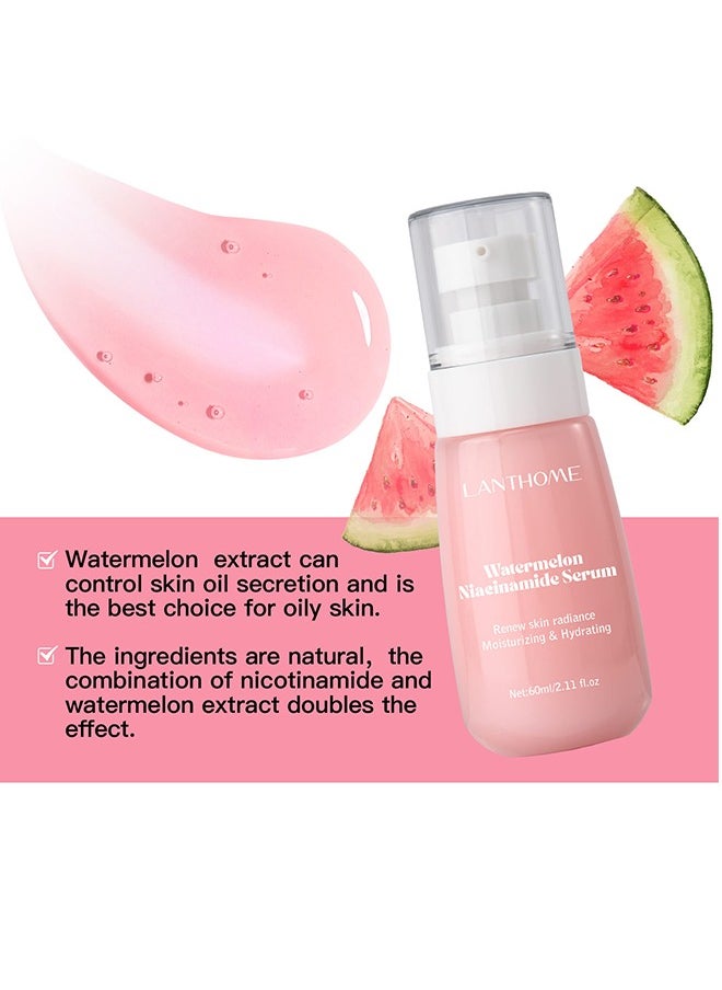 Lanthome Watermelon Niacinamide Serum- Moisturizing Watermelon Toner Hyaluronic Facial Serum Multi Purpose Lightweight Face Highlighter 60ML  - Image 2