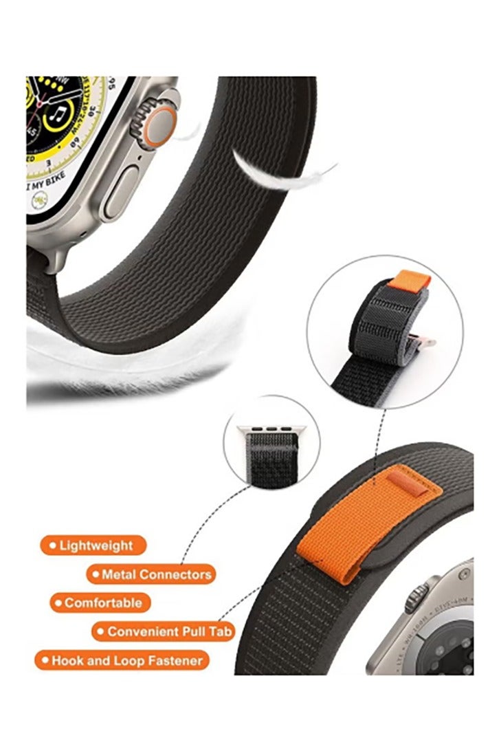 شريط Alpine Trail من قطعتين لساعة Apple Watch مقاس 49 مم/45 مم/44 مم من النايلون المنسوج رياضيًا متوافق مع iWatch Series 8/Ultra/7/SE/6/5/4/3/2/8 (أسود، بيج) - Image 5