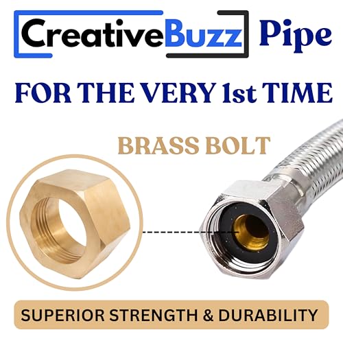CreativeBuzz Heavy 304 Stainless Steel Connection Pipe for geyser connection pipe for wash basin hose pipe (Chrome, 24 Inch) - Pack of 2 - Image 3