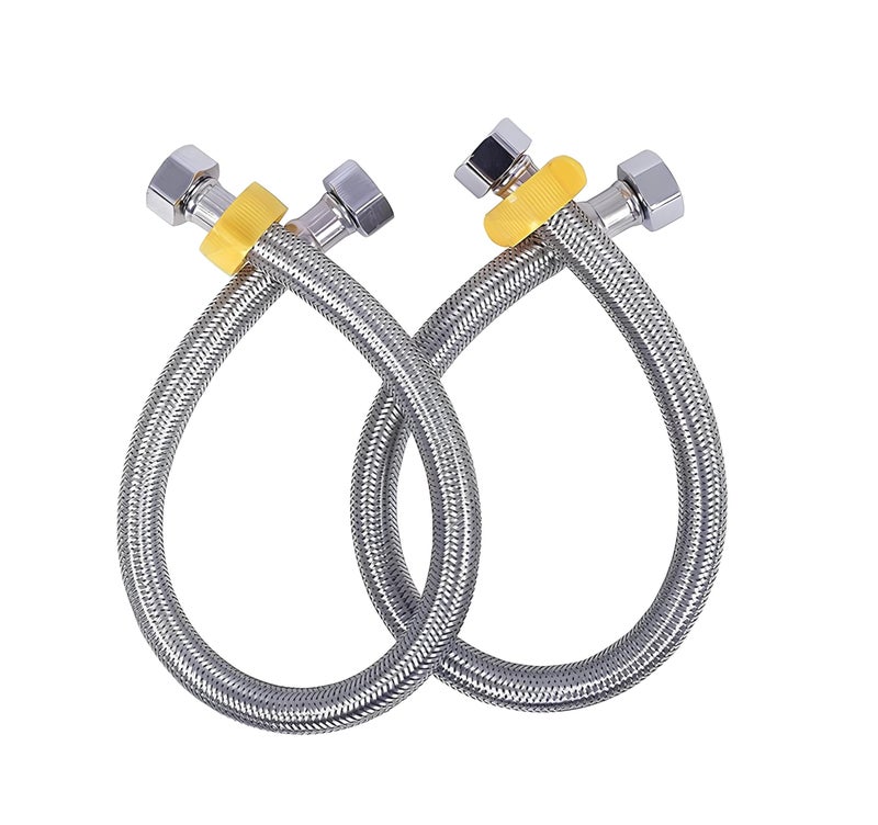 CreativeBuzz Heavy 304 Stainless Steel Connection Pipe for geyser connection pipe for wash basin hose pipe (Chrome, 24 Inch) - Pack of 2 - Image 1