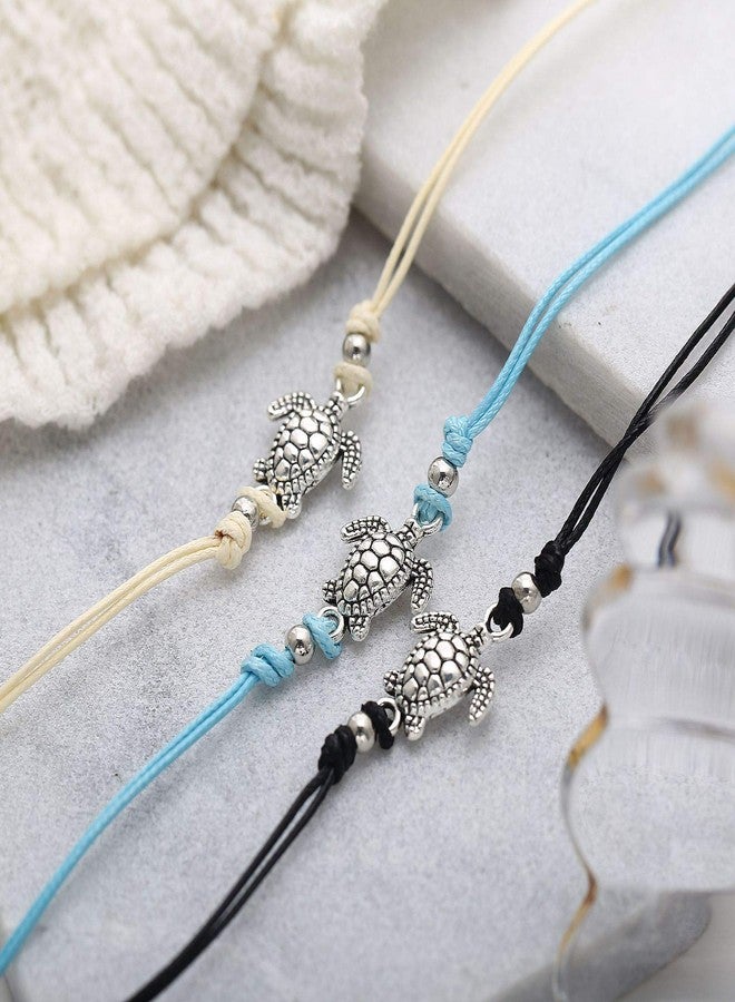 Pingyongchang Boho Beach Sea Turtles Rope String Bracelets Anklets Family Handmade Adjustable Turtle String Bracelet for Women Best Friend Jewelry-A - Image 3