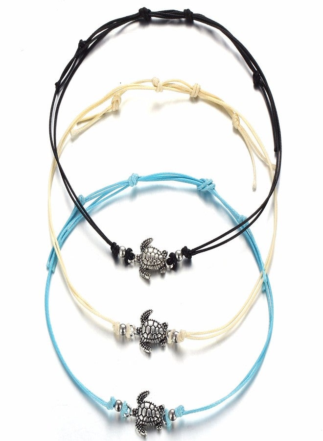Pingyongchang Boho Beach Sea Turtles Rope String Bracelets Anklets Family Handmade Adjustable Turtle String Bracelet for Women Best Friend Jewelry-A - Image 1