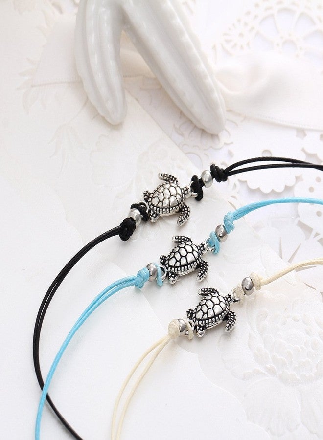 Pingyongchang Boho Beach Sea Turtles Rope String Bracelets Anklets Family Handmade Adjustable Turtle String Bracelet for Women Best Friend Jewelry-A - Image 4