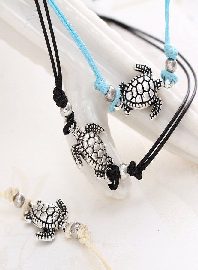 Pingyongchang Boho Beach Sea Turtles Rope String Bracelets Anklets Family Handmade Adjustable Turtle String Bracelet for Women Best Friend Jewelry-A - Image 5