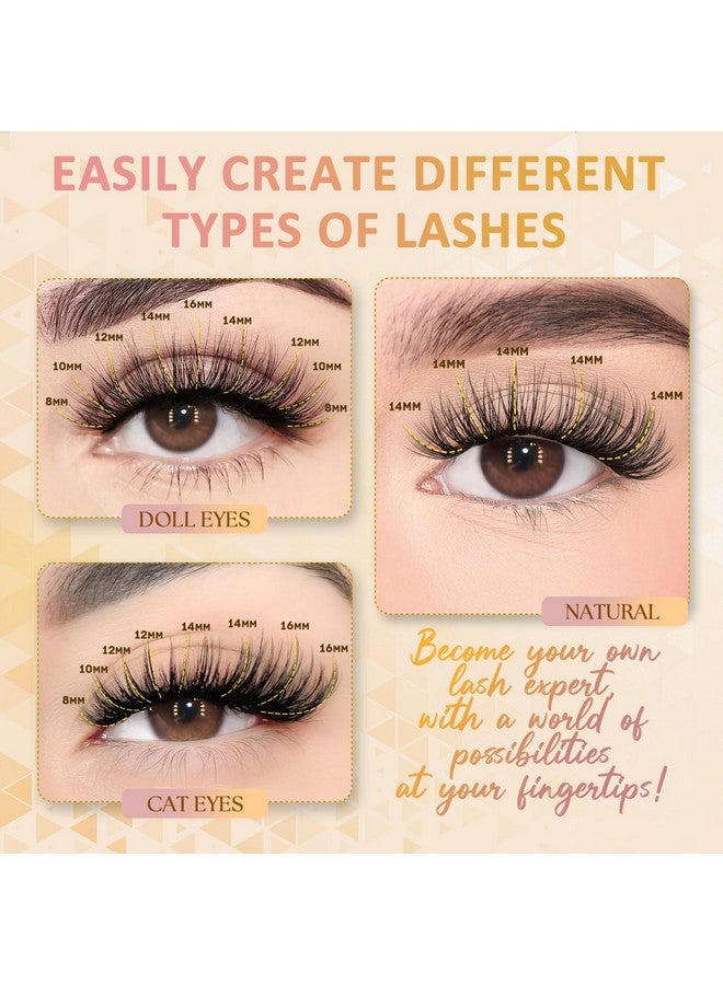Lash Clusters 280Pcs Individual Lashes 9-16Mm D Curl Eyelash Clusters 20D Natural Look Diy Clusters Eyelash Extension For Beginner Soft Comfortable Band False Lashes
