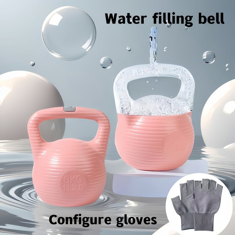 Blue 2KG PE Material Adjustable Water Kettlebell Dumbbell with Anti Slip Gloves and Storage Bag for Home Gym Toning Abdominal Hip Lift Aerobic Exercise - Image 2