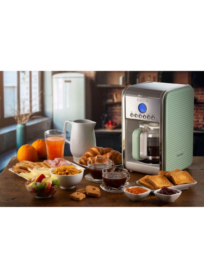 أريتي 2000W Vintage American Drip Coffee Machine Silver and Green 2.1 Liter 00M134204ARAS 2.1 L 2000 W 00M134204ARAS Silver and Green - Image 2