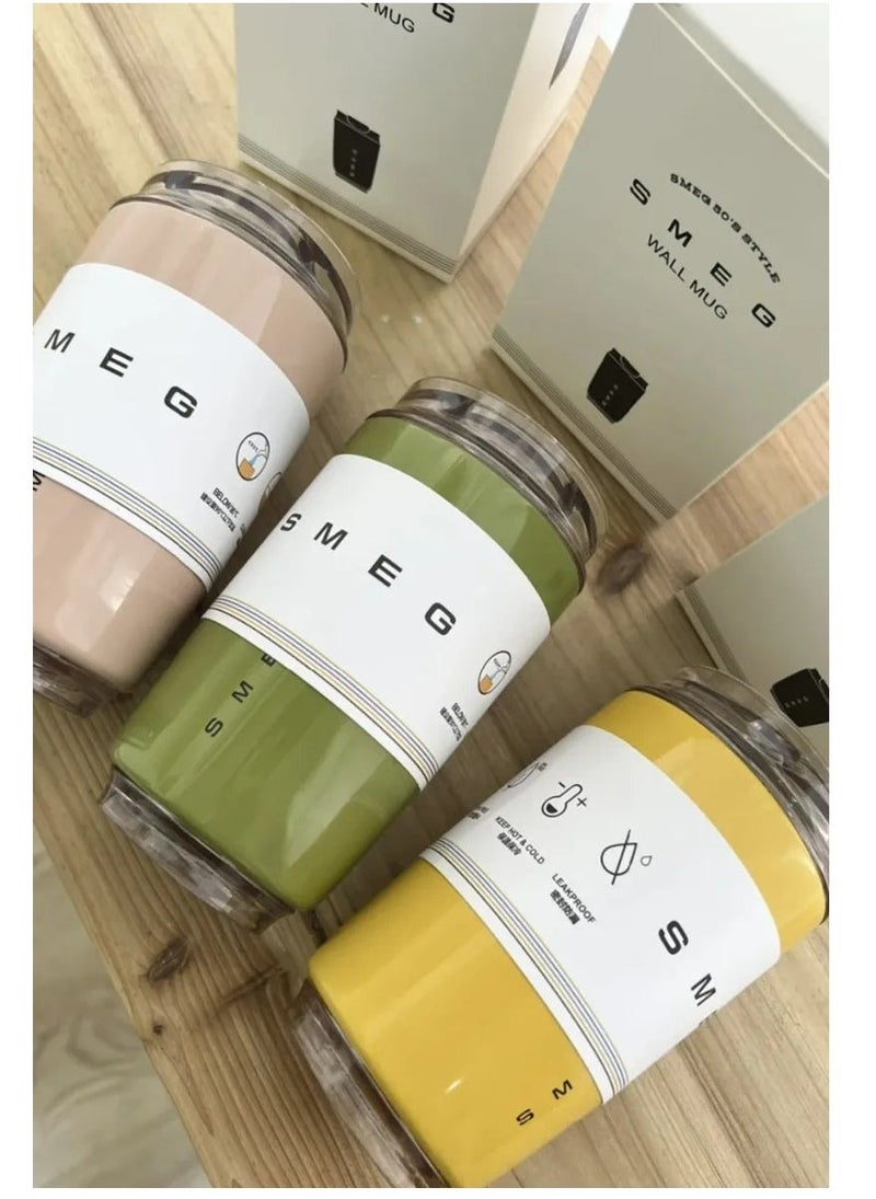 smeg 320ML Beverage Cup Travel Portable Car Drinking Cup Stainless Steel Vacuum Leak proof 320ML Coffee Thermos（Green） - Image 4