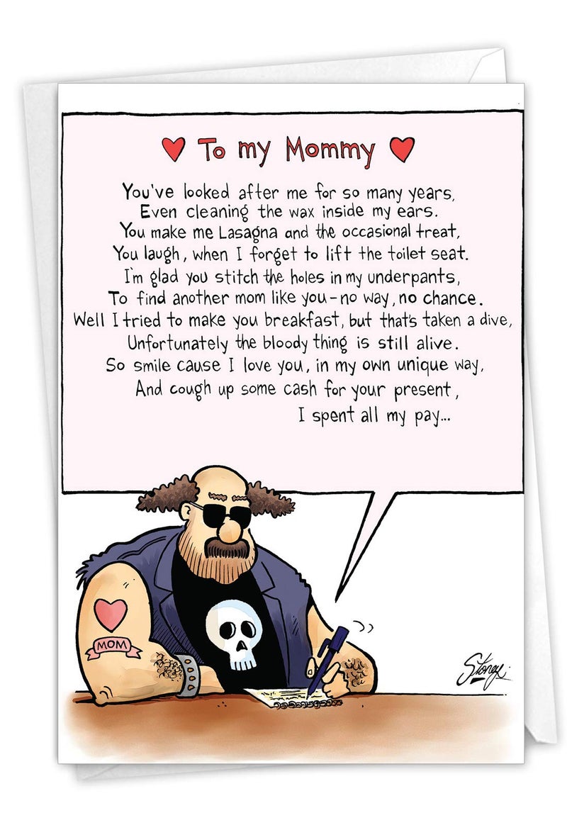 NobleWorks - Hilarious Mothers Day Greeting Card - Cartoon Comic Humor, Funny Card with 5x7 Envelope - To My Mommy 0263 - Image 1