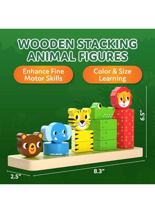 CoolToys - Stack N' Sort Baby Toddler Learning Toys 3 Developmental Educational Game Set Nesting & Stacking Cups Shape & Color Sorting Stackable Wooden Pieces Montessori Wooden Puzzle Jungle Theme - Image 1