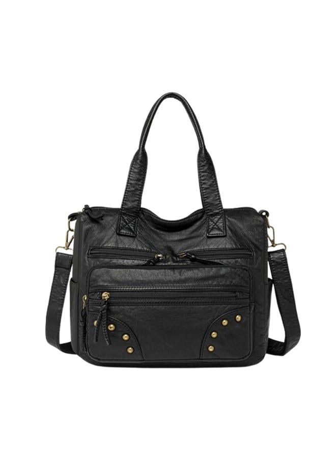 Phevos Hobo Handbag and Purses for Women,Top Handle Satchel Purse Tote Shoulder Bags Faux Leather for Ladies, Rivet Black - Image 1