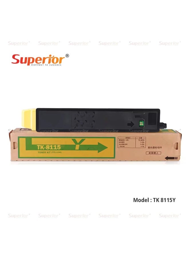 SOS Superior Superior TK-8115 Yellow High Yield Compatible Toner Cartridge for Kyocera ECOSYS M8130cidn / M8124cidn - Image 1