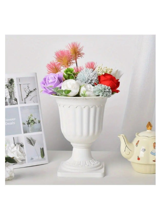 LINGWEI Classic Grecian Pedestal Urn Planter Lightweight Durable Plastic Flower Pot - Image 1
