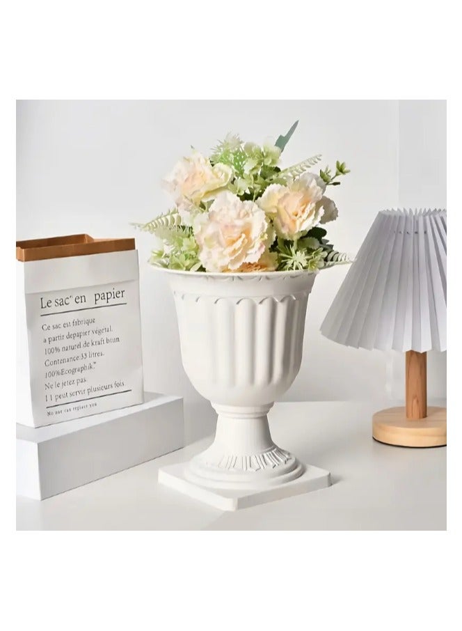 LINGWEI Classic Grecian Pedestal Urn Planter Lightweight Durable Plastic Flower Pot - Image 2