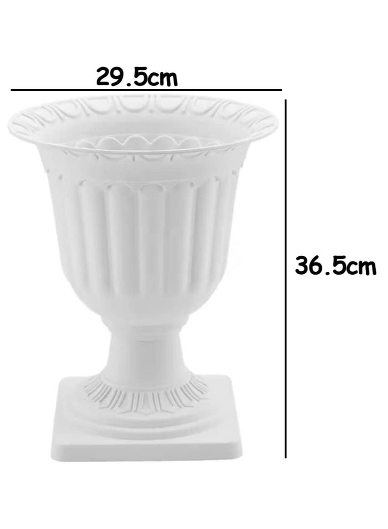 LINGWEI Classic Grecian Pedestal Urn Planter Lightweight Durable Plastic Flower Pot - Image 4
