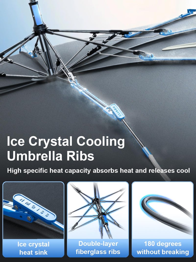 Nmoiss Upgraded Nmoiss Windshield Sun Shade Umbrella [Ice Rib] High Speed â€‹â€‹Cooling 99% UV Blocking Protects Car from Sun and Heat Damage, Keeps Cool and Protects Interior Medium (56" L x 31" W) - Image 3