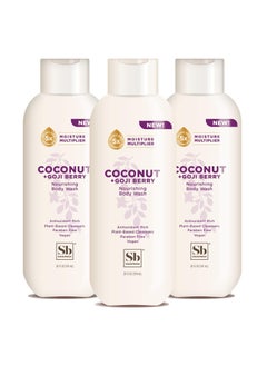 Soapbox Body Wash Coconut  Goji Berry Body Wash for Women Men Vegan  Antioxidant Rich Moisturizing Soap with Shea Butter Peptides  Keratin Promoting B3 3 Pack 20oz Each
