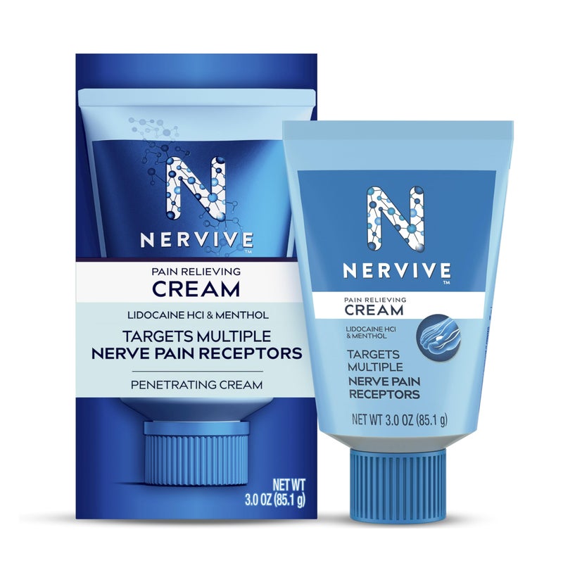 Nervive كريم نيرفايف لتخفيف الألم، أقصى قوة، مسكن موضعي غير دهني مع ليدوكائين ونعناع للأصابع، القدمين، الأصابع، اليدين، الساقين والذراعين، 3.0 أونصة - Image 1