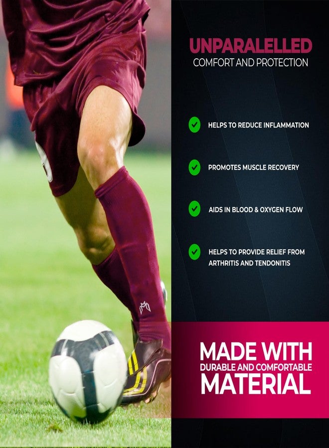 MediCaptain Pre Cut Soccer Sock Sleeves, Companion for Soccer Grip Socks, Securely Holds Shin Guards, Compression Leg Warmer (Maroon, One Size) - Image 4