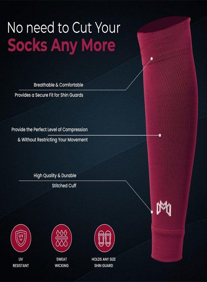 MediCaptain Pre Cut Soccer Sock Sleeves, Companion for Soccer Grip Socks, Securely Holds Shin Guards, Compression Leg Warmer (Maroon, One Size) - Image 2