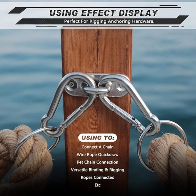 IGNITE WEIGHTS ® مشبك كارابيني ثقيل الوزن من الفولاذ المقاوم للصدأ - 3.16 بوصة مع قفل أمان لتوصيل الكابلات، سلسلة مفاتيح، موصل متأرجح، (فضي) عبوة من 12 - Image 3